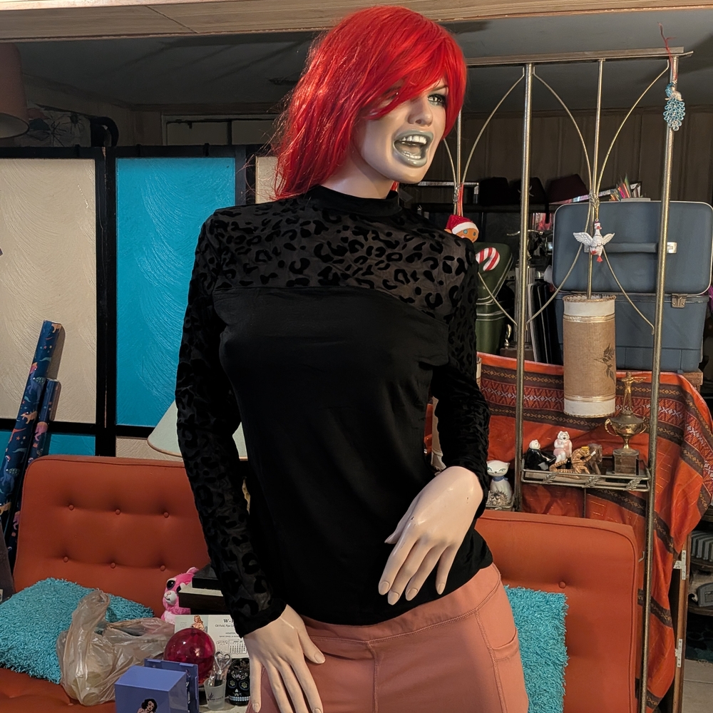 Elegant Black Velvet Women's Blouse